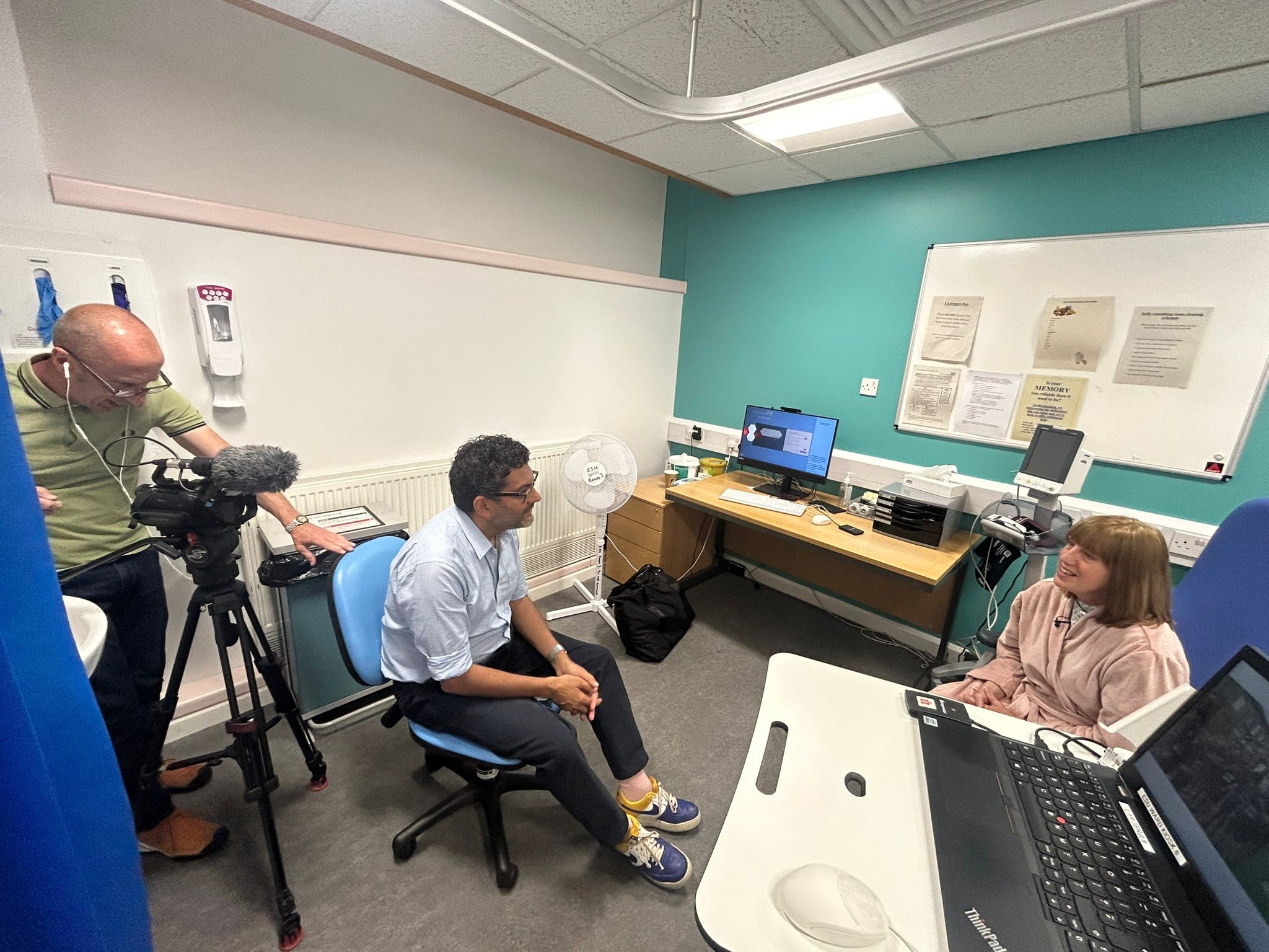 Sky News reporter Ashish talks to patient Diane Craven 