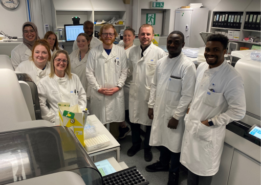 An image of some of our biomedical scientists in front of the new equipment