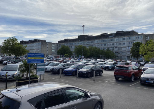 An image of cars in the car park at Huddersfield Royal Infirmary