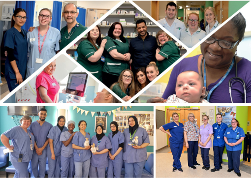 A series of photos showing CHFT staff in different teams and roles