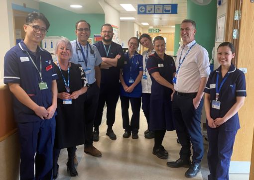 David Purdue pictured with some of our staff on the respiratory unit at Calderdale Royal