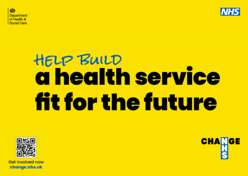 Text reads: Help build a health service fit for the future.