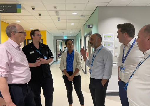 Photo of staff in HRI A&E with Sir Stephen Powis