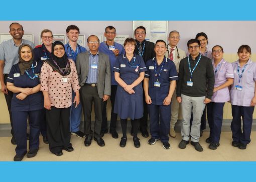 Many of the team on the Stroke Unit at Calderdale Royal posing as a group