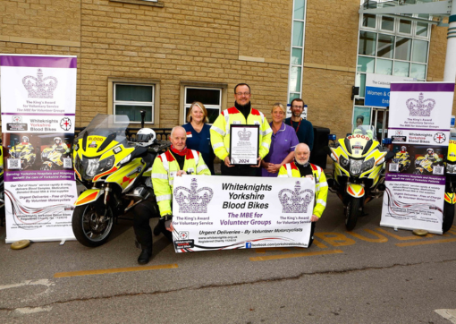 Pictured at Calderdale Royal Hospital are: Whiteknights Andrew Foster, Neil Clarkson, Tony Bradley with Jackie Price, Victoria Iggleden and James Barrington.