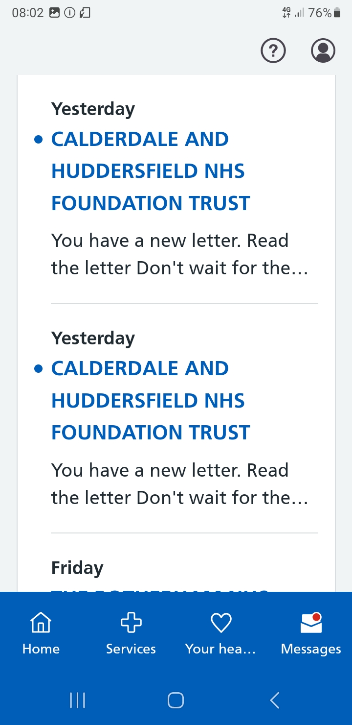 All your messages are stored in the NHS App