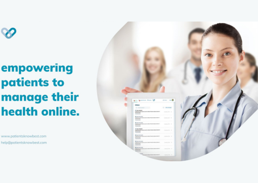 Image of a healthcare worker holding a tablet with information showing on it to depict accessing Patients Know Best