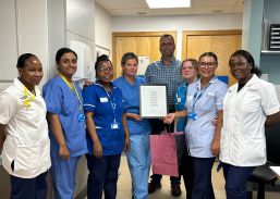 Recently discharged patient, Jason with staff on ward 17
